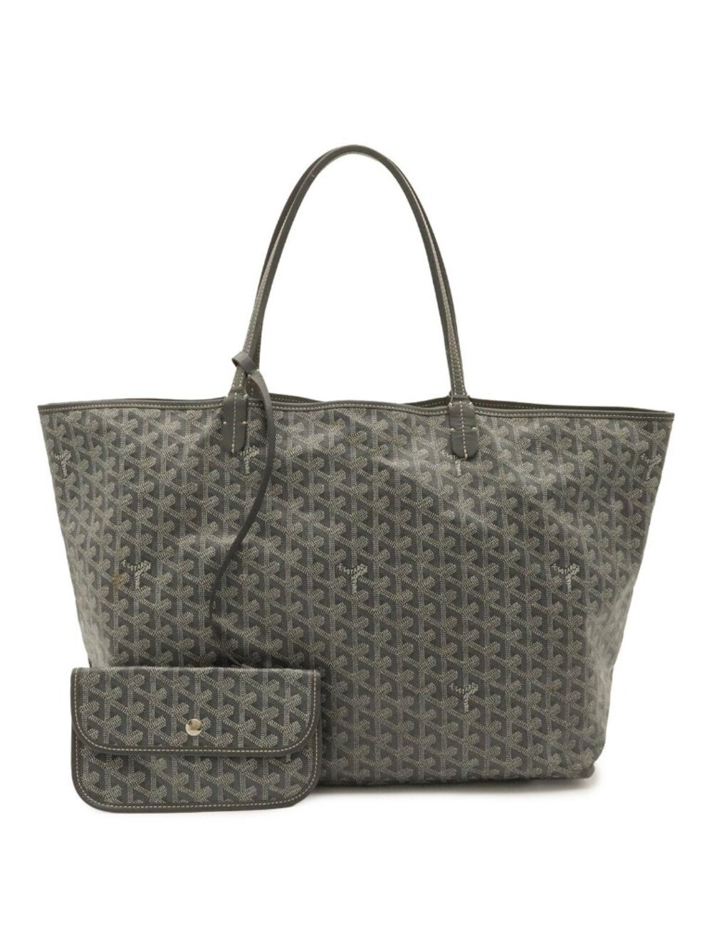 Goyard Saint Louis GM Tote Large Shoulder Bag Leather Gray White